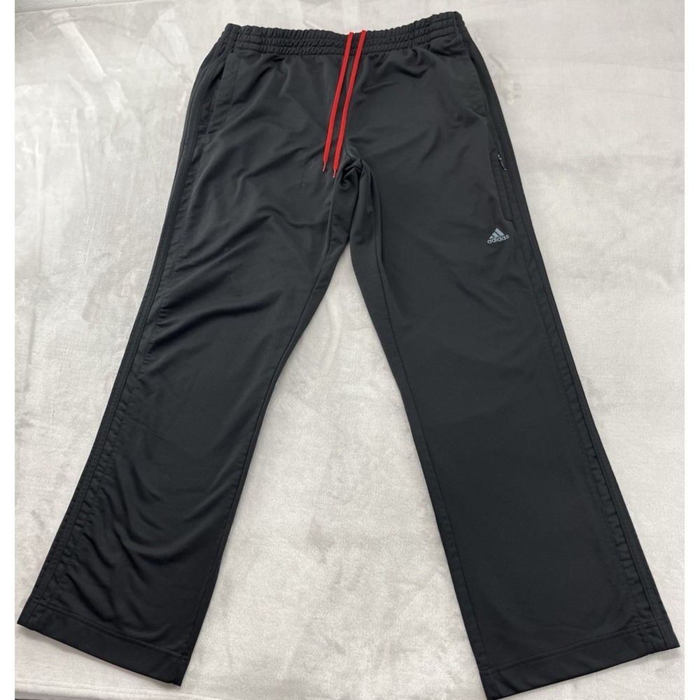 VTG Adidas Track Pants Men Extra Large Black Straight Three Stripes Zip Pocket